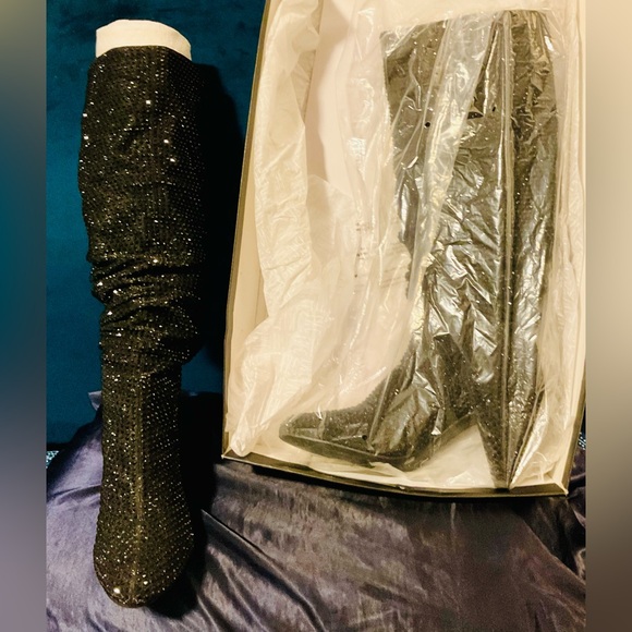 INC Black Bling rhinestone boots - Picture 2 of 3